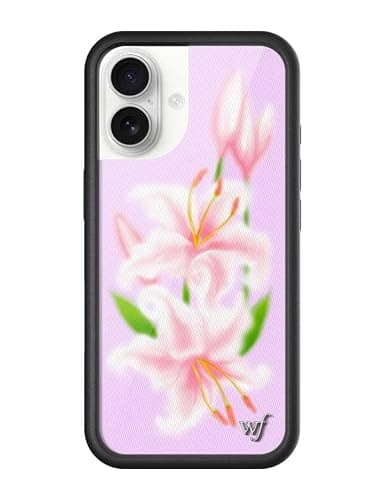 Wildflower Cases - Compatible with Apple iPhone 17 | Protective Black Bumper, 4ft Drop Test Certified, Women Owned Small Business | Sweet Lily - Floral Nature Pink Green Dainty Trendy Cute - Image 1