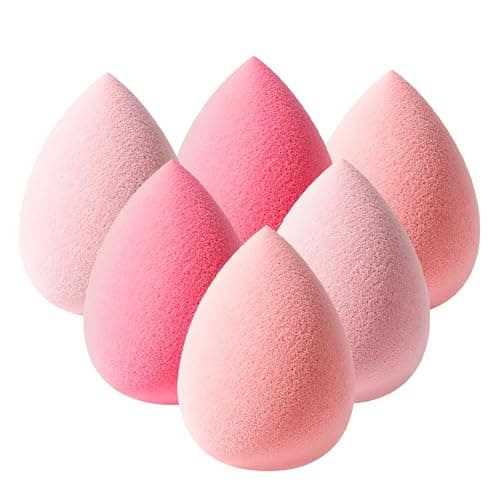 6Pcs Pink Makeup Sponge Set 6– Beauty Blender for Foundation, Concealer, Powder & Cream – Soft, Latex-Free Cosmetic Applicators - Image 1