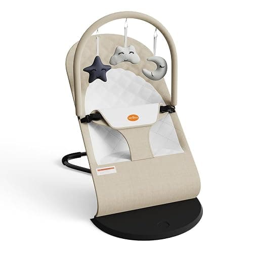 Gryvoth Portable Baby Bouncer Seat for Infants, 0-18 Months, 3 Modes of Use with Rocker & Stationary Options, Ergonomic Infant Chair with Hanging Toys, The Gift List New Parents Actually Want-Oatmeal - Image 1