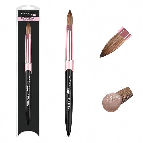 MakarttPro Kolinsky Acrylic Nail Brush Size 10 – 100% Pure Kolinsky Hair Nail Brush for Acrylic Application, Professional Nail Brush for Smooth Bead Control, Anti-Clogging, Acetone Resistant Handle - Image 1