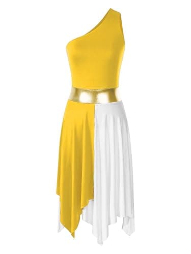 iiniim Women's Sleeveless Liturgical Praise Dance Color Block Irregular Hem Lyrical Worship Dance Dress - Image 1