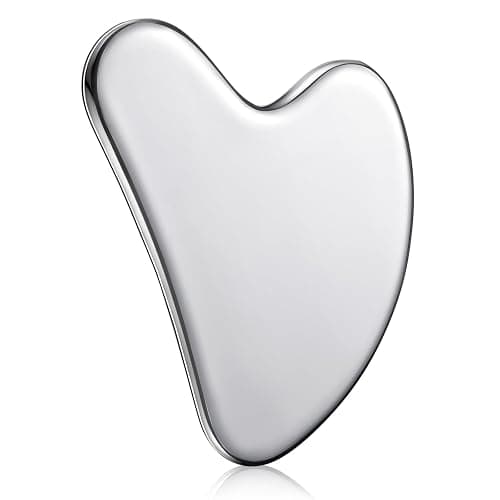 Nuanchu Stainless Steel Gua Sha Facial Tool, Metal Gua Sha for Lymphatic Drainage, Guasha Face Sculpting Double Chin Reduce with Pouch Mother Day Self Care Gift(Silver) - Image 1