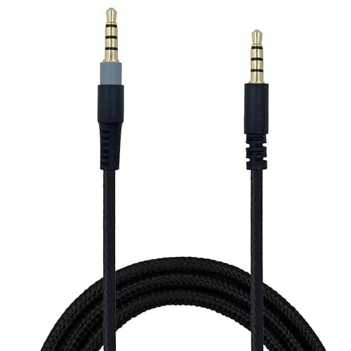 SPTSSWET Replacement Audio Cable Cord Compatible with Kingston Hyperx Cloud Alpha for Hyper X Cloud Mix,for Logitech G933,G633 Gaming Headsets Headphones Nylon Braided Audio Cable 3.5mm,Black,5FT - Image 1