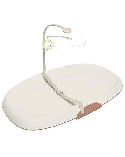 Skip Hop Baby Changing Pad Nursery Style Wipe-Clean Contoured with Cushioned Foam, Non-Skid Base, Built-in Safety Belt & Tuck-Away Toy Bar Fits Standard Changing Tables, Oat - Image 1