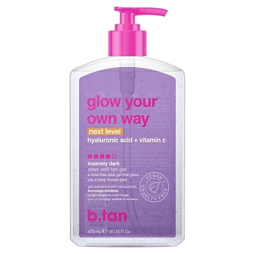 b.tan Insanely Dark Clear Self Tan Gel | Glow Your Own Way Next Level - Best, Transfer-Resistant Sunless Tanning Lotion, Ultra Quick Bronze, No Fake Tanner Smell, 16 Fl Oz - Image 1