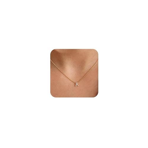 KICKGY Initial Necklaces for Women, Dainty Gold Letter Necklace 14k Gold Plated Personalized CZ Initial Necklace Monogram Name Choker Necklace for Women Trendy Gold Jewelry for Women Gifts - Image 1