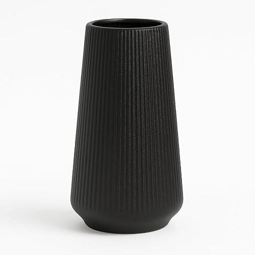 CheeryStow Matte Black Ceramic Vase – Frosted Elegant Flower Vase for Pampas Grass, Dried or Fresh Flowers, Modern Minimalist Farmhouse Home Decor for Living Room, Dining Table, Wedding Centerpiece - Image 1