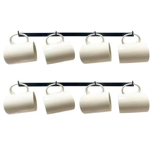 Mug Holder Wall Mount Metal Mug Rack 2 Packs Coffee Cup Holder Organizer for Wall, 8 Mug Hooks Storage Kitchen Dining Room Coffee Bar - Image 1