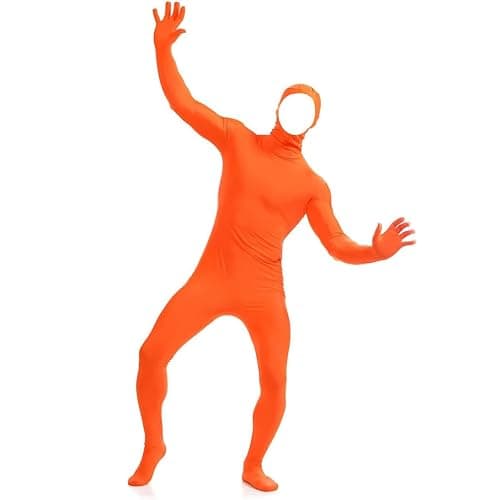 Halloween Costumes Open Face Bodysuit Stealth Unisex Bodysuit Zentai One Piece Spandex Body Suit for Adults and Kids - Orange - Medium - Image 1