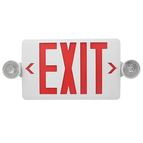CM MZY LED Exit Sign with Emergency Lights,Exit Sign Light with Battery Backup, Red Letter Emergency Lights with Two Adjustable Heads,AC 120V/277V, UL Certified,1 Pack - Image 1