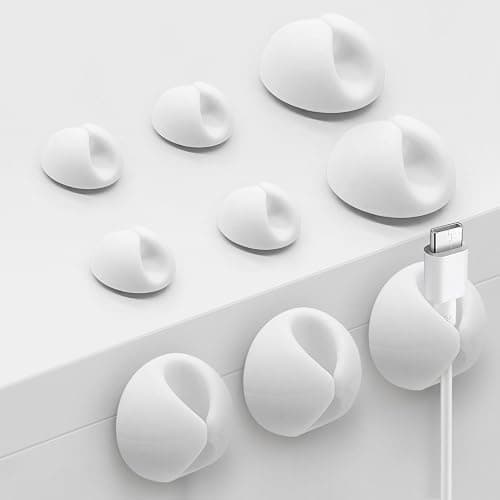 SmiLife Phone Charger Cord Holder, Mini Cable Clips Wire Organizer, Cable Management for Desk, Office and Nightstands, 9 PCS - Image 1
