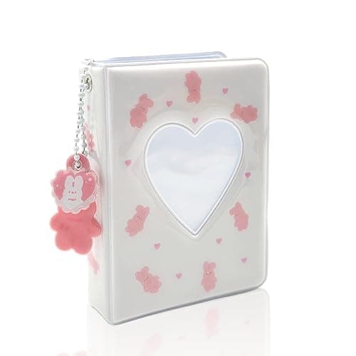 Mini Photo Album for Fujifilm Instax Mini Film, Ideal for Polaroid 2x3 Photos, Kpop Photocard Binder with Heart Cutout Cover, Hanging Hole for Pendant, 40 Pockets, 6 Styles, Pocket-Size Album (White) - Image 1