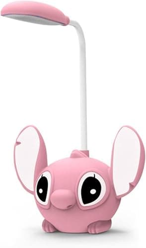 Stitch Children's Desk Lamp Study Lamp with Pencil Sharpener Night Light Cartoon Design Rechargeable Dimmable LED Reading Lamp for Children. (Pink) - Image 1