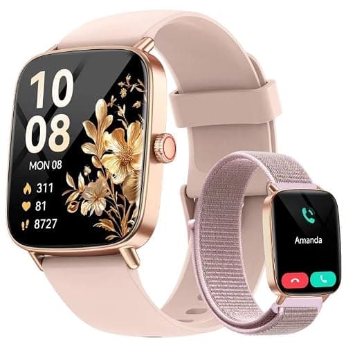 Smart Watch for Women, 1.85" HD Smartwatch Compatible iPhone/Samsung/Android (Answer/Make Calls), 100+ Sport Modes Fitness Tracker with Heart Rate/Sleep/SpO2 Monitor, IP68 Waterproof, with 2 Bands - Image 1