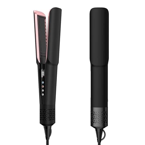 Hair Straightener - 2 in 1 Wet to Dry Hair Dryer and Straightener with High-Speed Airflow + Rapid Heat-Up + Customizable Temperature + LCD Display & Auto Shut-Off + No Heat Damage (Dark Black) - Image 1