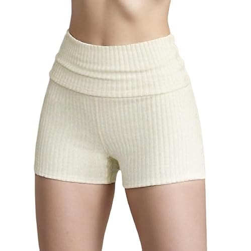 NUFIWI Women Knit Fold Over Shorts High Waist Slim Fit Stretchy Yoga Shorts Summer Casual Active Jogger SweatShorts - Image 1