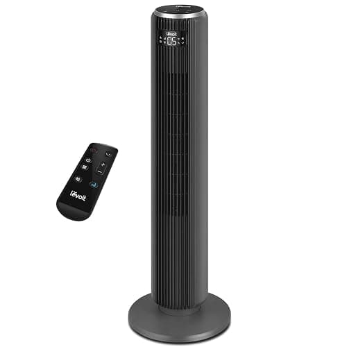 Levoit 23dB Silent Tower Fan for Bedroom, Standing Fan that Blows Cold Air for Home, Remote, 90° Oscillation, 12H Timer, 5 Speeds, 4 Modes, Bladeless 36 inch, Gray - 23dB Silent Tower Fan - Image 1