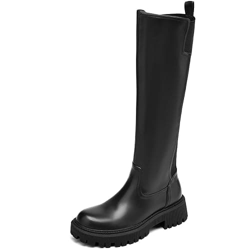 TEAIEUI Women's Knee High Boots Fashion Platform Lug Sole Tall Riding Boots Comfortable Stretch Calf Dress Long Boots - Image 1