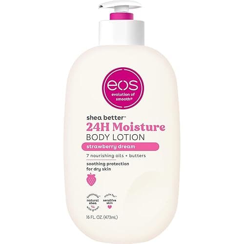 eos Shea Better Body Lotion Strawberry Dream, 24-Hour Moisture Skin Care, Lightweight & Non-Greasy, Natural Shea, Vegan, Strawberry Body Lotion, 16 fl oz - Image 1