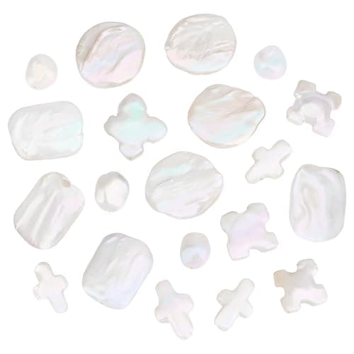PH PandaHall 20pcs Baroque Pearls Beads 5 Styles Irregular Natural Pearls, Round Flat Rectangle Cross Pearl Beads for Jewellery Making Beading Crafts 8~21mm, Hole: 0.5~0.8mm - Image 1