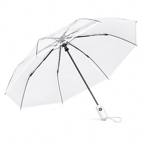 Gxybb Full Automatic Folding Transparent Umbrella,Lightweight Clear Canopy,Waterproof,Strong Compact Windproof Umbrella for Golf,Backpack and Travel, Weddding - Image 1