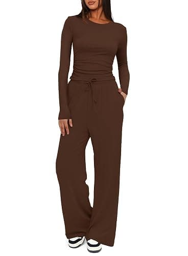 Darong Women's 2 Piece Sets 2025 Fall Outfits Long Sleeve Wide Leg Tracksuits Casual Lounge Set Matching Sets - Image 1