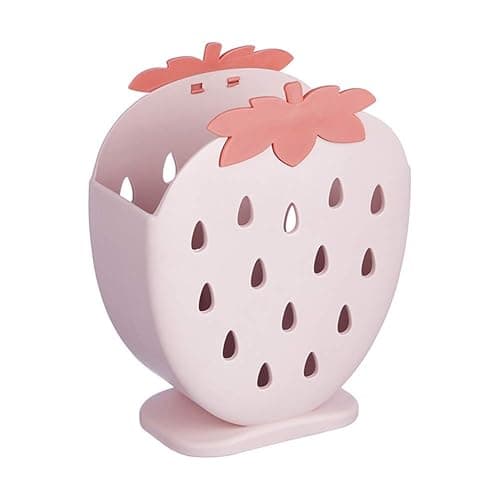 AKOAK 1 Pack Strawberry Chopsticks Stand, Cutlery Storage Box, Suitable for Storing Spoons, Chopsticks, Spoons, Knives and Other Kitchen Utensils (Light Pink) - Image 1