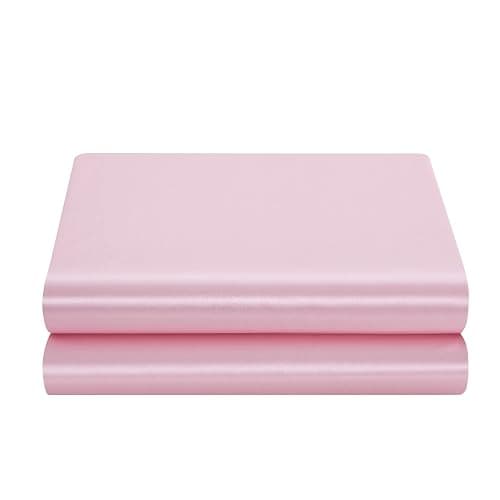 Satin Flat Sheet Only, Full Flat Sheet, 1 - Piece Pink Top Sheet, Extra Soft Silk Flat Bed Sheets Sold Separately Full - Pink - Image 1