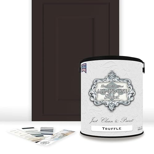 ALL-IN-ONE Paint by Heirloom Traditions, Truffle (Warm Dark Brown), Gallon - Durable cabinet and furniture paint. Built in primer and top coat, no sanding needed. Includes our 30 featured color card. - Image 1