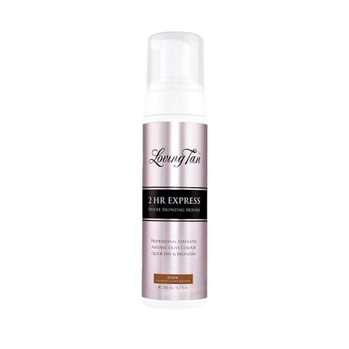 Loving Tan 2 HR Express Self Tanning Mousse, Dark - Streak Free, Natural, Professional Quality - 5+ Sunless Self Tanner Applications per Bottle, Cruelty Free, Naturally Derived DHA - 6.7 FL Oz - Image 1
