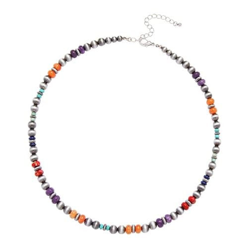 Western Navajo Pearl Beaded Necklace for Women 21Inch Boho Turquoise Gemstone Bead Pearls Choker Jewelry for Cowgirls - Image 1