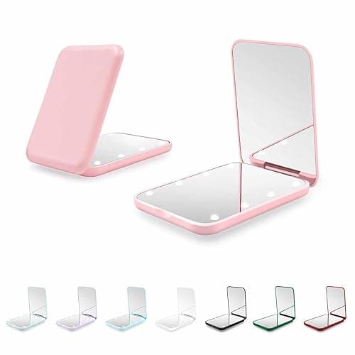 Kakuje Compact Mirror, 1X/3X Magnification LED Pocket Mirror with Nternal BIattery, Mini Mirror for Purse, Pocket,Travel and Present (Pink) - Image 1