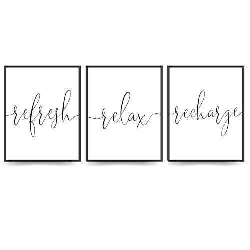ETVISO Refresh Relax Recharge Wall Art Decor Set of 3, Bathroom Wall Decor Spa Decoration, Yoga Wall Art Prints, Minimalist Modern Prints, 8x10 (Unframed) - Image 1