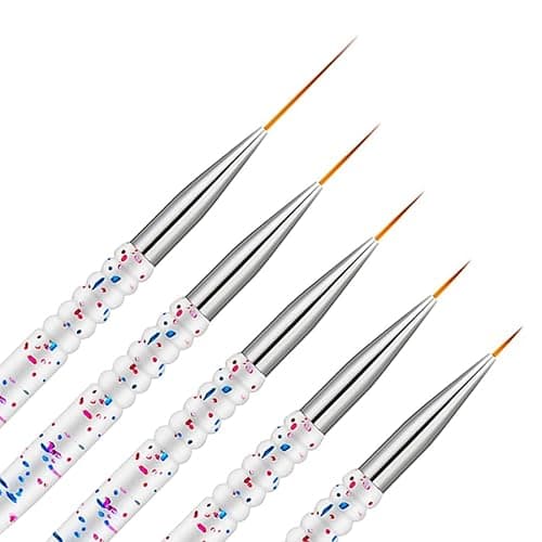 5Pcs Nail Art Liner Brushes, Etercycle Nail Gel Polish Painting Brush Set, Thin Nail Art Dotting Drawing Pen (7/9/11/15/20mm) - Image 1
