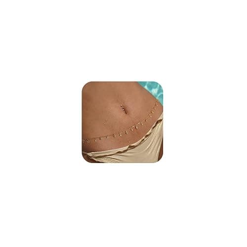 MODRSA 1pcs Gold Belly Chain Gold Waist Chain for Women Heart Waist Jewelry for Women Belly Chains Rhinestone Stomach Jewelry Sexy Body Chains non Tarnish Waterproof Summer Jewelry Trendy - Image 1