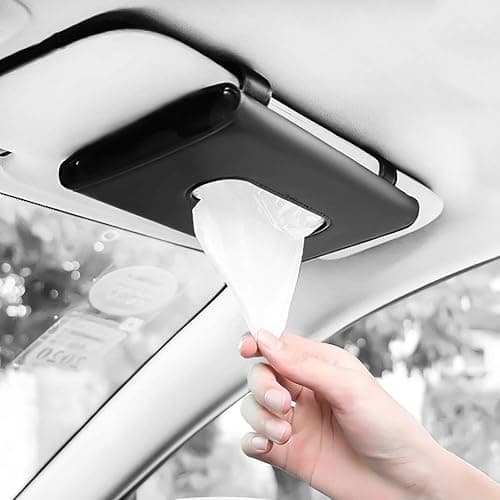 Fredysu Car Visor Tissue Holder, Sun Visor Napkin Holder Backseat Tissue Case, Premium Car Tissue Box for car, Vehicle (Black) - Image 1