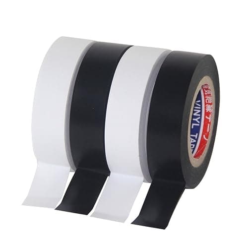FOMMEN Color Guard Tape 4 Pack PVC Electrical Glue Tape, 66 Feet 0.7 Inch Black and White Insulation Tape - Image 1