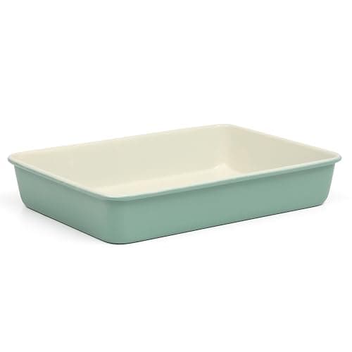 Martha Stewart Gallen 13 x 9 Inch Rectangular Nonstick Carbon Steel Cake and Baking Pan – Teal, Durable Bakeware for Even Cooking and Easy Release - Image 1