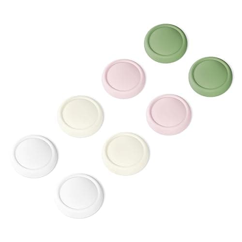 PlayVital Thumb Grips for Nintendo Switch 2, 8-Pack Silicone Joystick Caps for Joycon 2, Cute Accessories Comfort Thumbstick Grip Covers - White & Antique Yellow & Pink & Matcha Green - Image 1