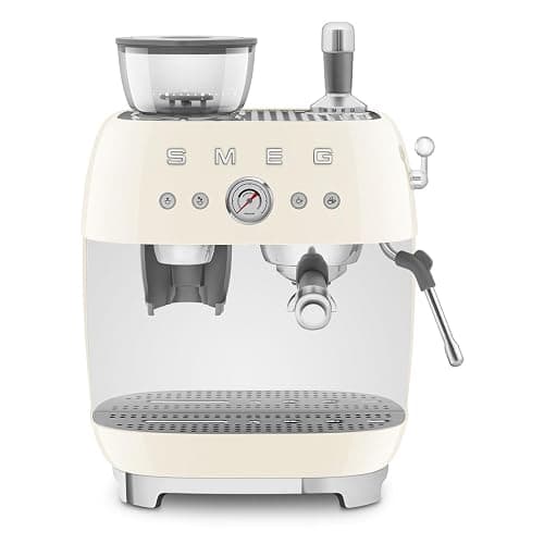 Smeg, Machine à Café Expresso Manuelle EGF03CREU, avec Broyeur à Grain Intégré, Thermoblock, 4 Niveaux de Température, Buse Vapeur et Manomètre, Réservoir 1 L, Dimensions Compactes, 1350W, Crème - Image 1