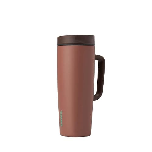 Owala SmoothSip Slider Stainless Steel Insulated Travel Mug with handle, 100% Leak Proof, For Hot and Cold Drinks, Travel Friendly with Sliding Lock Lid, 24 oz, BPA Free, Leak Proof, Cozy Cocoa - Image 1