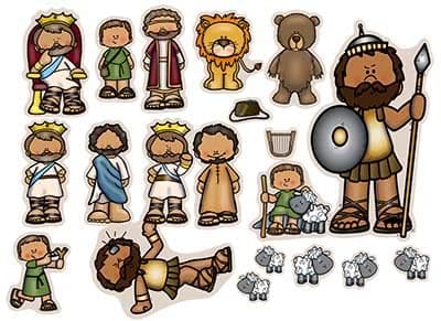 David & Goliath & King Saul Harp Felt Figures for Bible Flannel Felt Board Stories - Image 1
