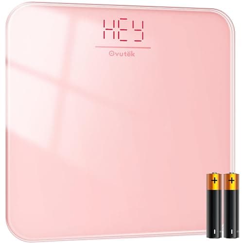 Ovutek Bathroom Scale for Body Weight, Highly Accurate Digital Weighing Machine for People, Upgraded Batteries Included, Compact Size, LED Display, High Standards Sturdy Tempered Glass, 400lb, Pink - Pink - Image 1