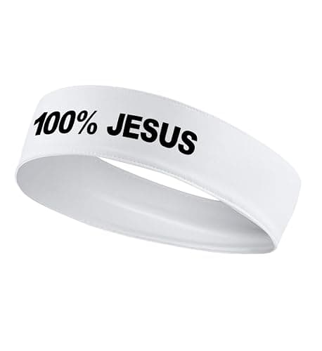100% Jesus Sports Head Stretch Headband Soccer Fútbol Football White Black Athletics Fitness - Sweatband Headwrap Fan Gear Merch Ninja Bandana Bandera Moisture Wicking - Image 1