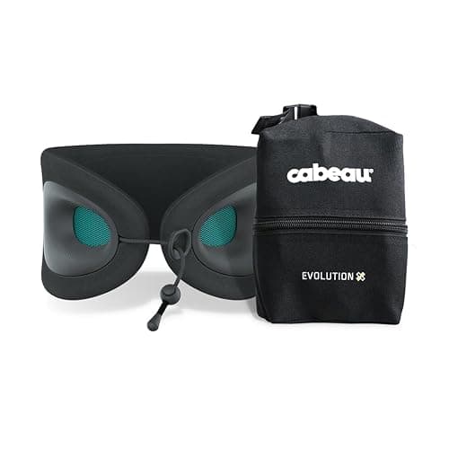 Cabeau Travel Pillow for Long Flights – Evolution X - Memory Foam Neck Support - Comfort On-The-Go for Airplane, Train, and Car (Turquoise) with Evolution X Travel Bag - Black - Image 1