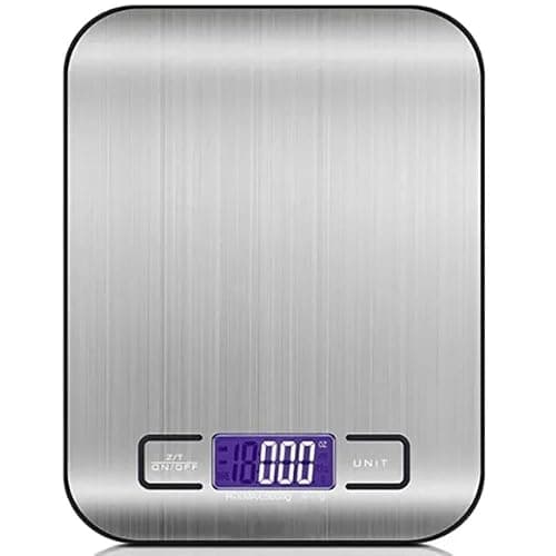 Digital Food Scale | 11lb Capacity | 6 Units, Tare | LCD Display, Stainless Steel | 0.05oz/1g Accuracy | Batteries Included - Image 1