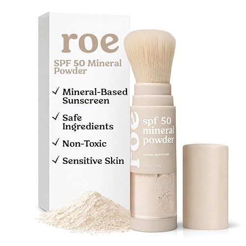 Roe Wellness- SPF 50 Powder Sunscreen Mineral-Based, Non-Toxic Brush-on For Kids, Adults & Babies | For Scalp, Face & Body (Reef Safe) - Image 1