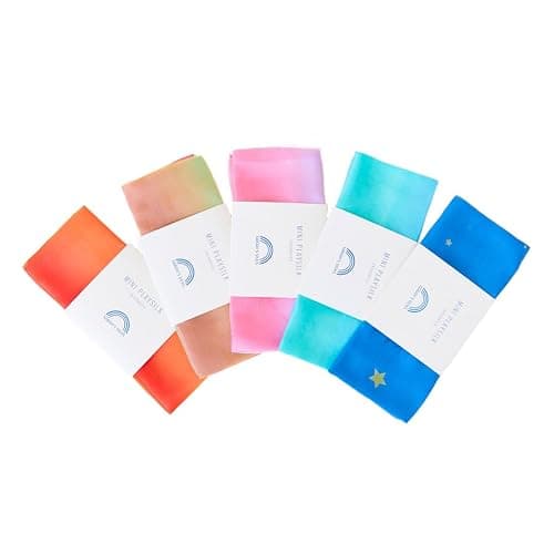 Sarah's Silks - Set of 5 Enchanted Mini Playsilks, 100% Silk 21" Square Scarf for Dance, Movement and Pretend Play - Rainbow, Starry Night, Sea, Fire and Blossom Scarves - Image 1