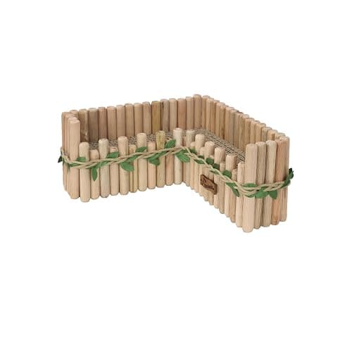 Hamster Cage Sprays Flower Foraging Holder - Natural Wood Feeding Stand, Small Pet Habitat Accessories for Hamsters Mouse Guinea Pig Dwarf Gerbils Syrian Mice (Leaf - L Shape) - Image 1