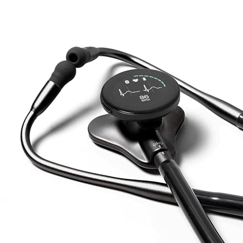 Eko CORE 500™ Digital Stethoscope — 40x Amplification, Active Noise Cancellation, 3-Lead ECG, FDA-Cleared AI, Full-Color Display, FSA/HSA Eligible — Matte Black, COR501-BLK/BLK - Matte Black - Image 1